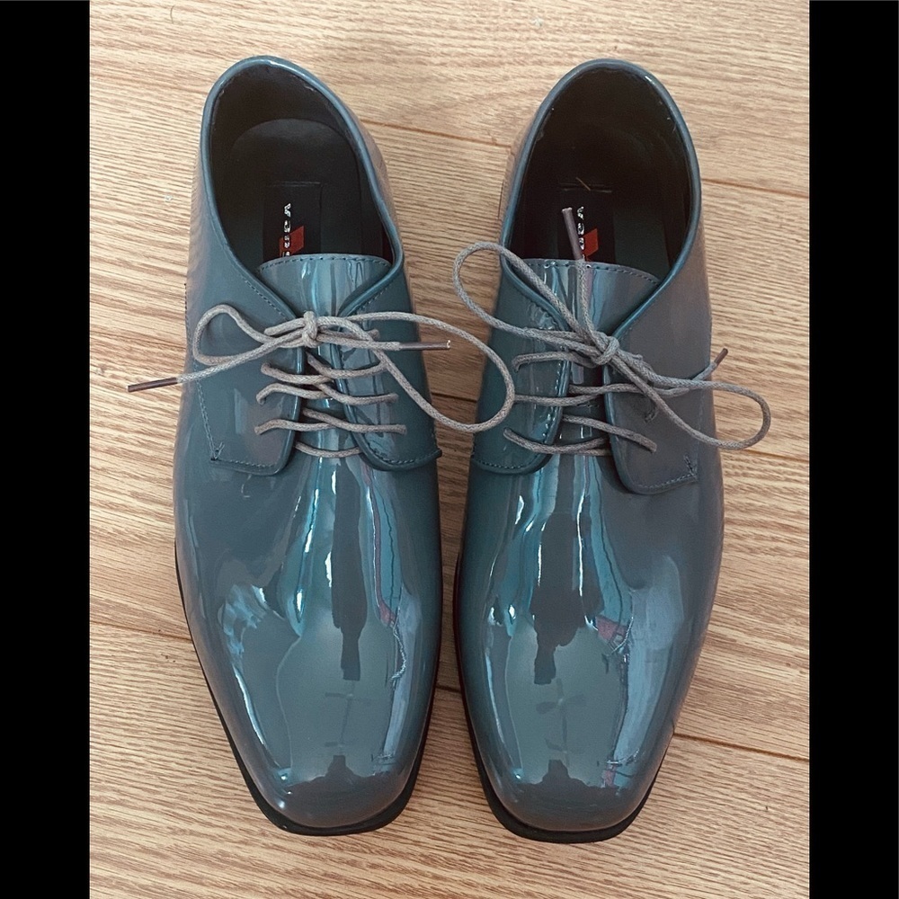 Dark Gray Shiny Glossy Tuxedo Tux Dress Shoe Size 12